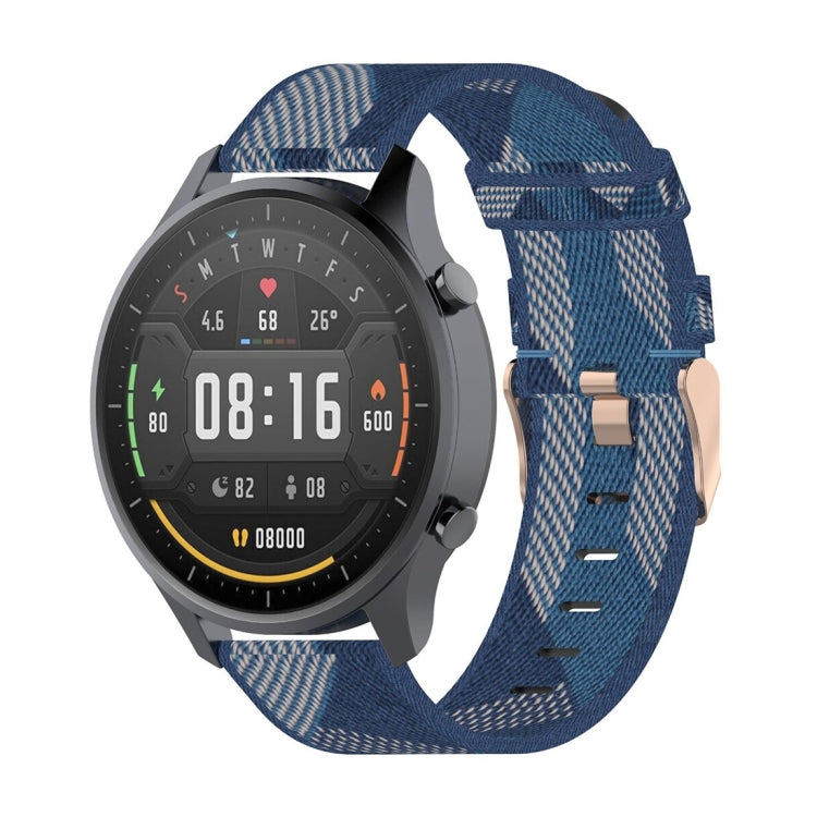 Bracelet de montre en nylon tissé rayé de 22 mm pour Xiaomi Mi Watch Color et Garmin Vivoactive 4