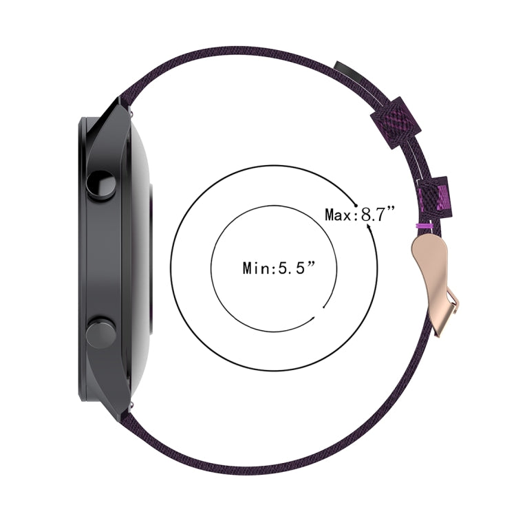 Bracelet de montre en nylon tissé rayé de 22 mm pour Xiaomi Mi Watch Color et Garmin Vivoactive 4