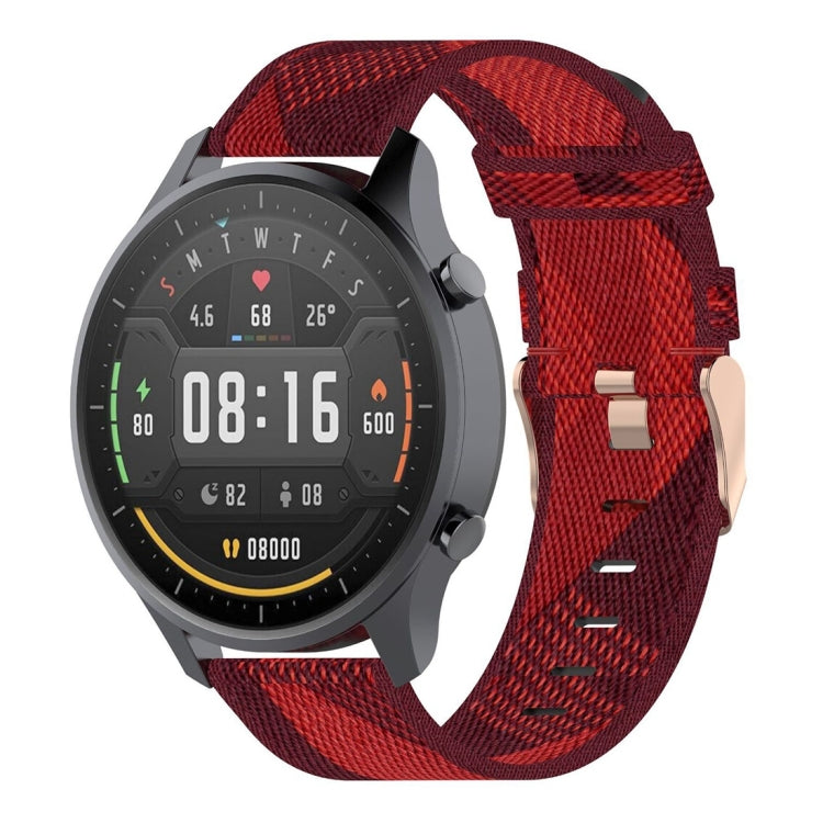 Bracelet de montre en nylon tissé rayé de 22 mm pour Xiaomi Mi Watch Color et Garmin Vivoactive 4