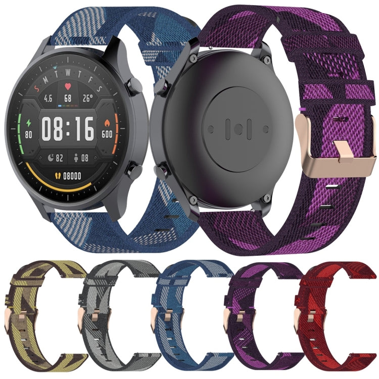 Bracelet de montre en nylon tissé rayé de 22 mm pour Xiaomi Mi Watch Color et Garmin Vivoactive 4