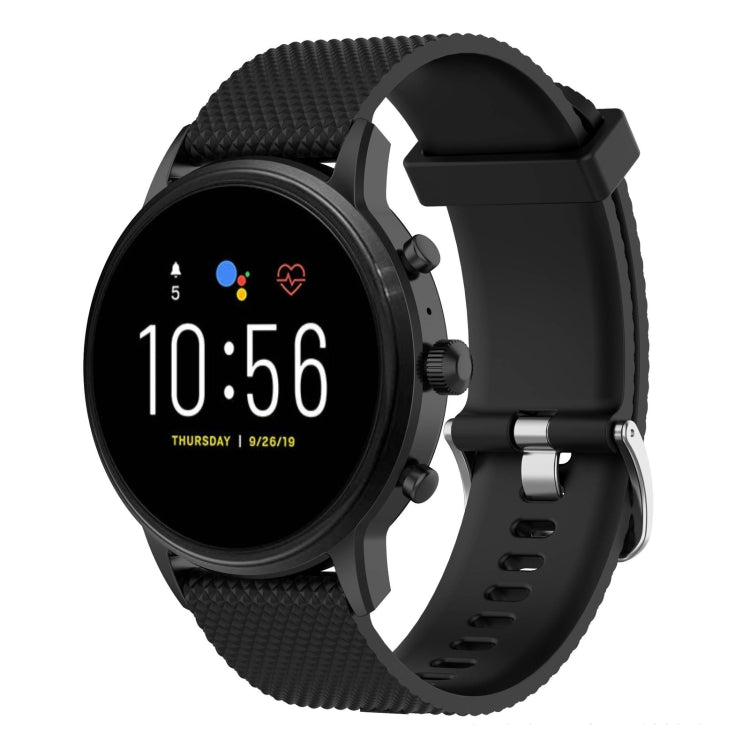 Bracelet de montre en silicone texturé 22 mm pour montres Fossil Carlyle 5e génération, Julianna 5e génération, Garrett 5e génération et Carlyle HR 5e génération.