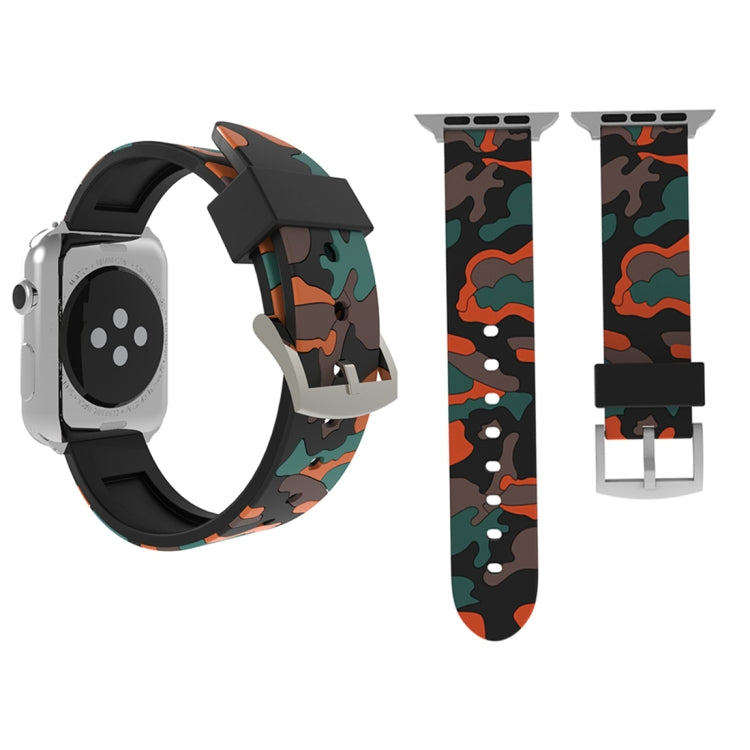 For Apple Watch Series 3 & 2 & 1 38mm Fashion Camouflage Pattern Silicone Watch Band, 38mm