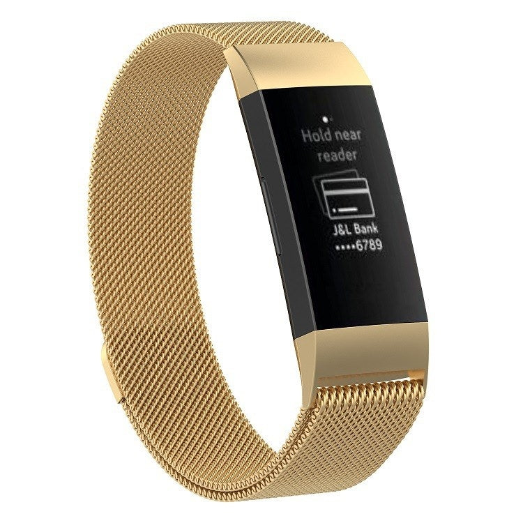 Bracelet de montre magnétique en acier inoxydable pour Fitbit Charge 3, taille S, 187 x 18 mm