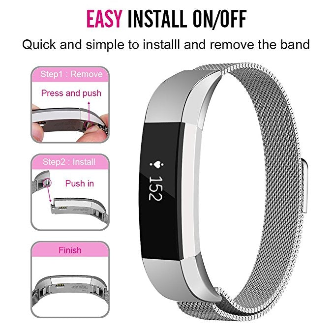 Stainless Steel Magnet Watch Band for FITBIT Alta,Size:Small,130-170mm