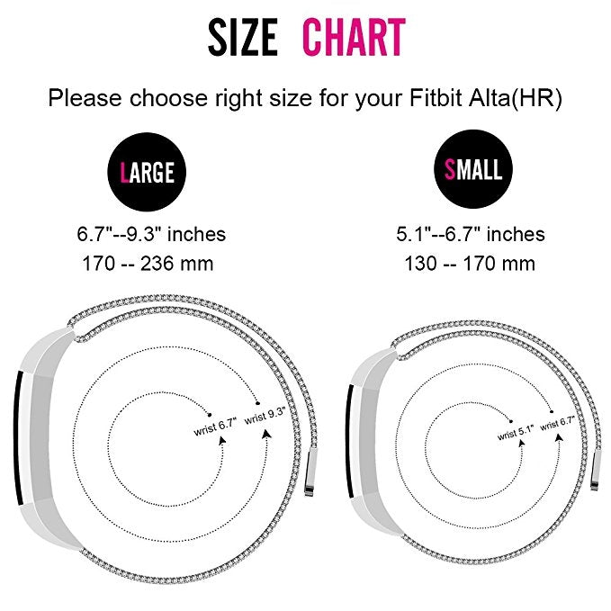 Stainless Steel Magnet Watch Band for FITBIT Alta,Size:Small,130-170mm