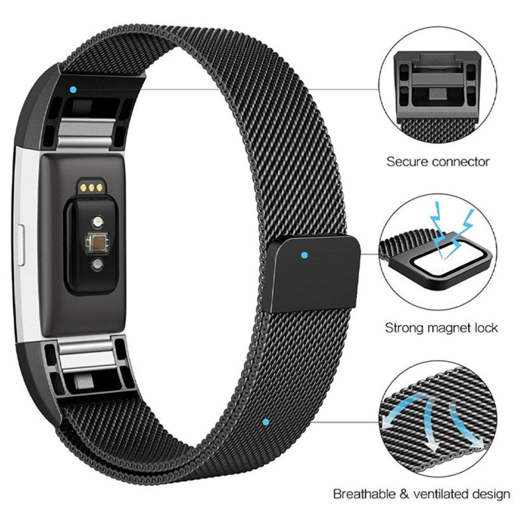 Smart Watch Stainless Steel Watch Band for FITBIT Charge 2, Size: L