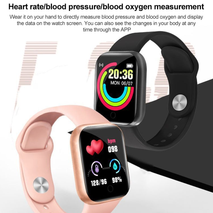 Y68 1.44 inch Smart Watch, Support Heart Rate Blood Pressure Blood Oxygen Monitoring, Y68 White, Y68 Black, Y68 Pink