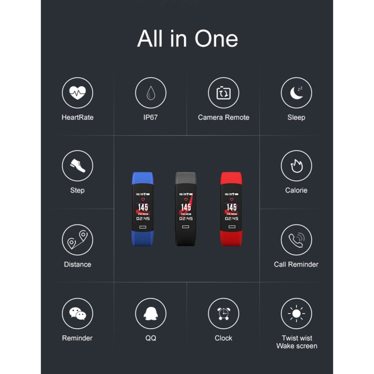 TLW B6 Fitness Tracker 0.96 inch TFT Screen Wristband Smart Bracelet, IP67 Waterproof, Support Sports Mode / Continuous Heart Rate Monitor / Sleep Monitor / Information Reminder, B6 Black, B6 Blue, B6 Red