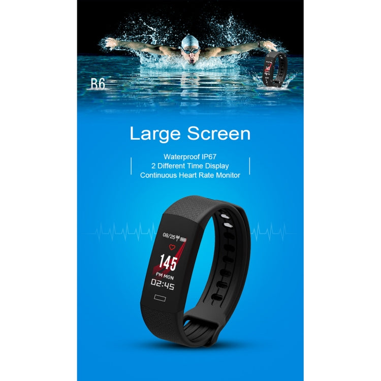 TLW B6 Fitness Tracker 0.96 inch TFT Screen Wristband Smart Bracelet, IP67 Waterproof, Support Sports Mode / Continuous Heart Rate Monitor / Sleep Monitor / Information Reminder, B6 Black, B6 Blue, B6 Red