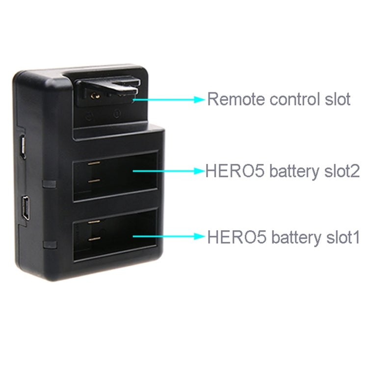 Dual Batteries Charger + Remote Control Charger with USB Cable for GoPro HERO7 Black /6 /5 (AHDBT-501), Batteries not included, Battery+Remote Control Charger