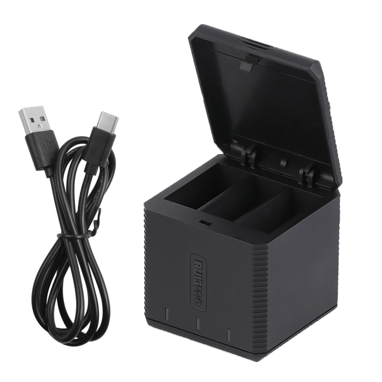 RUIGPRO USB Triple Batteries Housing Charger Box with Cable & Indicator Light for GoPro HERO9 Black / HERO10 Black