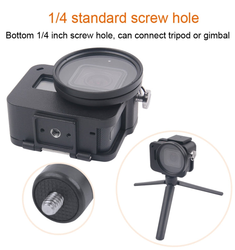 Housing Shell CNC Aluminum Alloy Protective Cage with Insurance Frame & 52mm UV Lens for GoPro HERO7 Black /6 /5, 52mm UV Black, 52mm UV Blue, 52mm UV Red