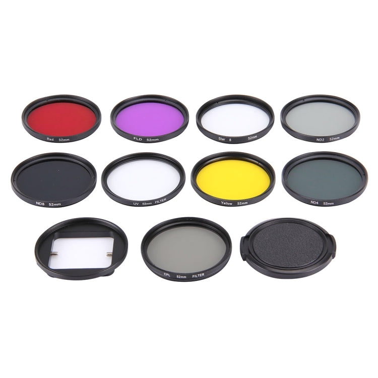 JUNESTAR 11 in 1 Proffesional 52mm Lens Filter(CPL + UV + ND8 + ND4 + ND2 + Star 8 + Red + Yellow + FLD / Purple) & Waterproof Housing Case Adapter Ring & Lens Protective Cap for GoPro HERO4 / 3+ / 3 & Xiaomi Xiaoyi Yi I / II 4K Sport Action Camera����...