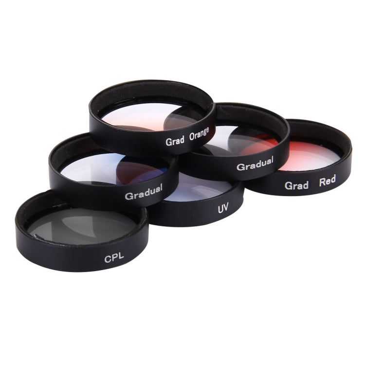 JUNESTAR 6 in 1 Professional 34mm Lens Filter(CPL + UV + Gradual Red + Gradual Orange + Gradual Blue + Gradual Grey) for DJI Phantom 3 & 4