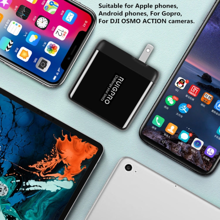 RUIGPRO 5V 3A QC 3.0 + PD Quick Charger Power Adapter for DJI OSMO Action, US Plug, Power Adapter