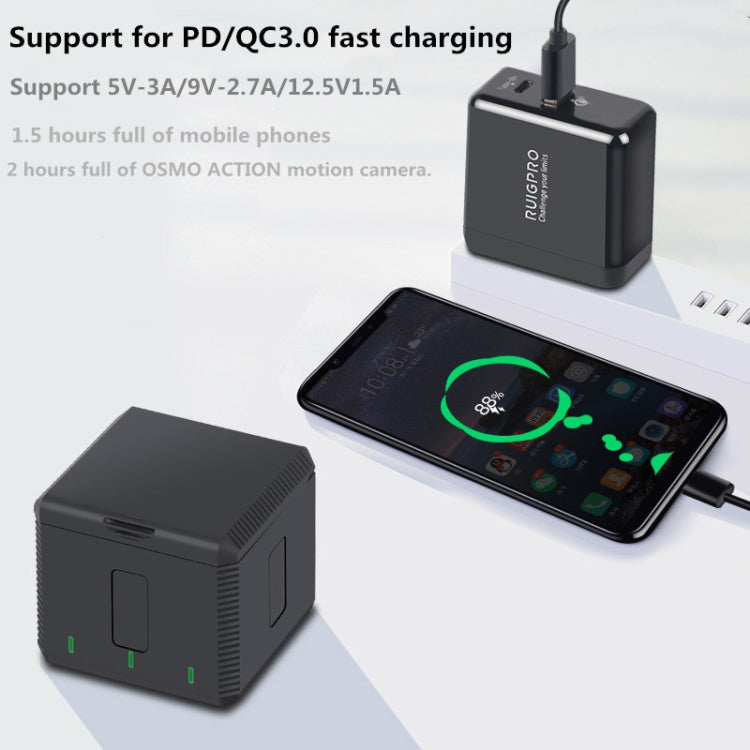 RUIGPRO 5V 3A QC 3.0 + PD Quick Charger Power Adapter for DJI OSMO Action, US Plug, Power Adapter