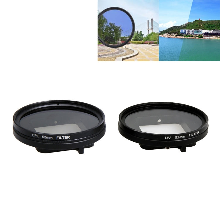 For GoPro HERO5 Proffesional 52mm Lens Filter(CPL Filter + Lens Protective Cap + Hex Spanner) & (UV Filter + Lens Protective Cap + Hex Spanner), 4 in 1