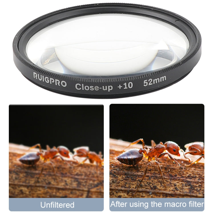 RUIGPRO for GoPro HERO 7/6 /5 Professional 52mm 10X Close-up Lens Filter with Filter Adapter Ring & Lens Cap, 10X Close-up Lens