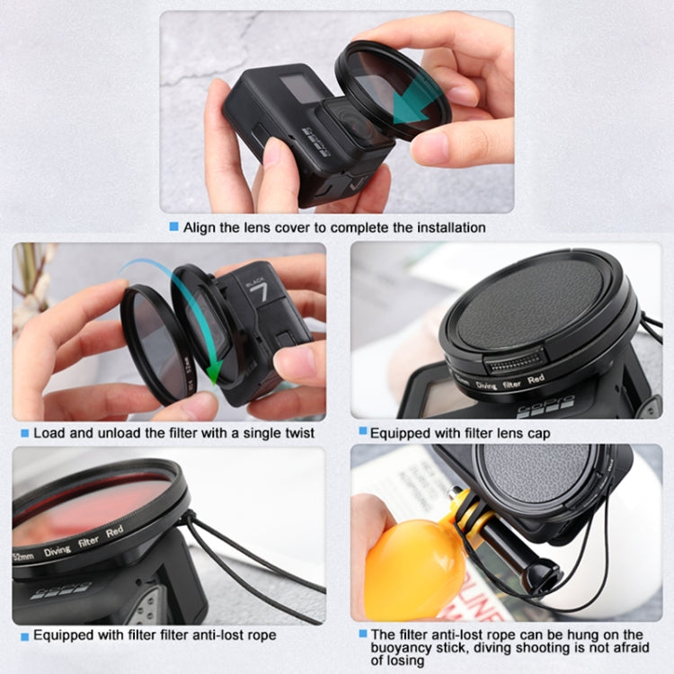 RUIGPRO for GoPro HERO 7/6 /5 Professional 52mm 8X Star Effect Lens Filter with Filter Adapter Ring & Lens Cap, Star Effect Lens