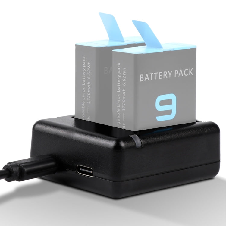 USB Dual Batteries Charger with Cable & Indicator Light for GoPro HERO9 Black / HERO10 Black, For GoPro HERO9 Black