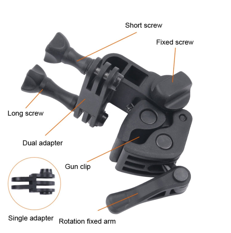 Clamp Mount Connecting Adapter Kit with Waterproof Back Cover for GoPro HERO6 /5, Clamp Mount