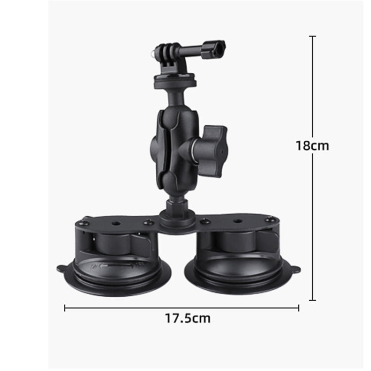 Dual Suction Cup Mount Holder with Tripod Adapter & Steel Tether & Safety Buckle, Dual Suction Cup