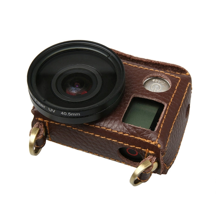 For GoPro HERO4 Litchi Texture Genuine Leather Protective Case with Sling, Litchi Texture (Brown), Litchi Texture (Black)