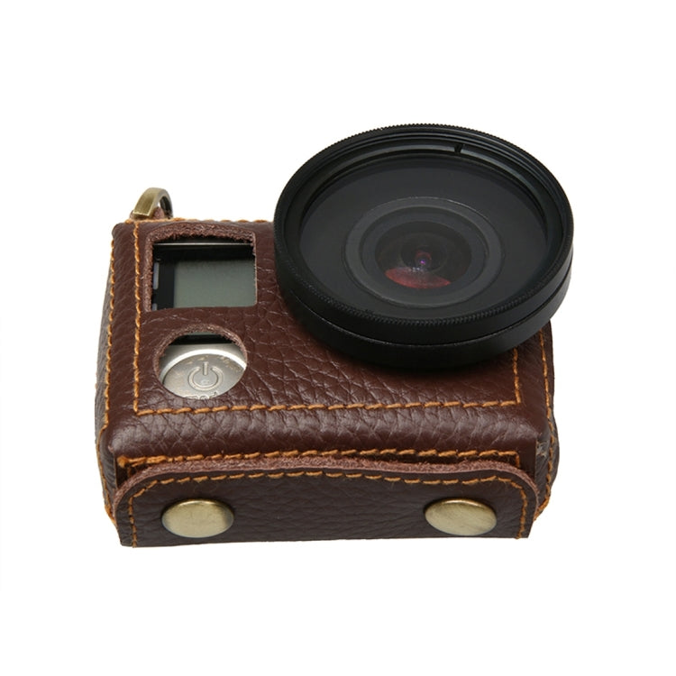 For GoPro HERO4 Litchi Texture Genuine Leather Protective Case with Sling, Litchi Texture (Brown), Litchi Texture (Black)