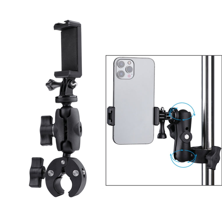 360 Rotation Adjustable Action Camera Clamp Plier Base Holder with Phone Clamp, Plier Base Holder + Phone Clamp
