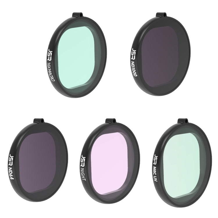 JSR Round Housing 5 in 1 UV+NIGHT+ND1000+ND64+16X Macro Lens Filter for GoPro HERO8 Black, 5 in 1 Lens