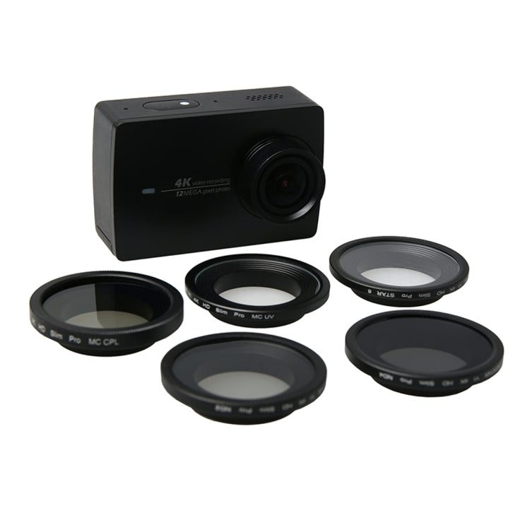 For Xiaomi Xiaoyi Yi II 4K Sport Action Camera Proffesional 34mm Lens Filter(CPL + UV + ND4+ ND2 + Star 6), 5 in 1