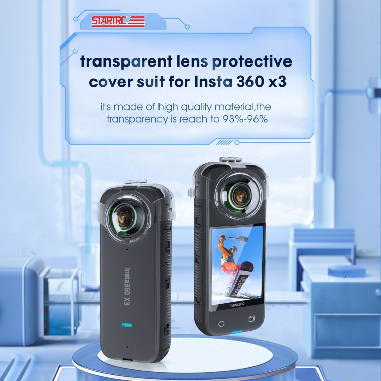 For Insta360 X3 STARTRC No Disassembly Transparent Lens Protection Cover, For Insta360 X3