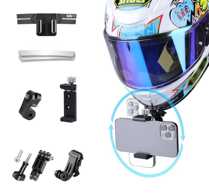 RUIGPRO Action Camera Phone Helmet Mount Kit with J-Hook Buckle & Metal Phone Clamp & Adapter, Phone Helmet Mount Kit