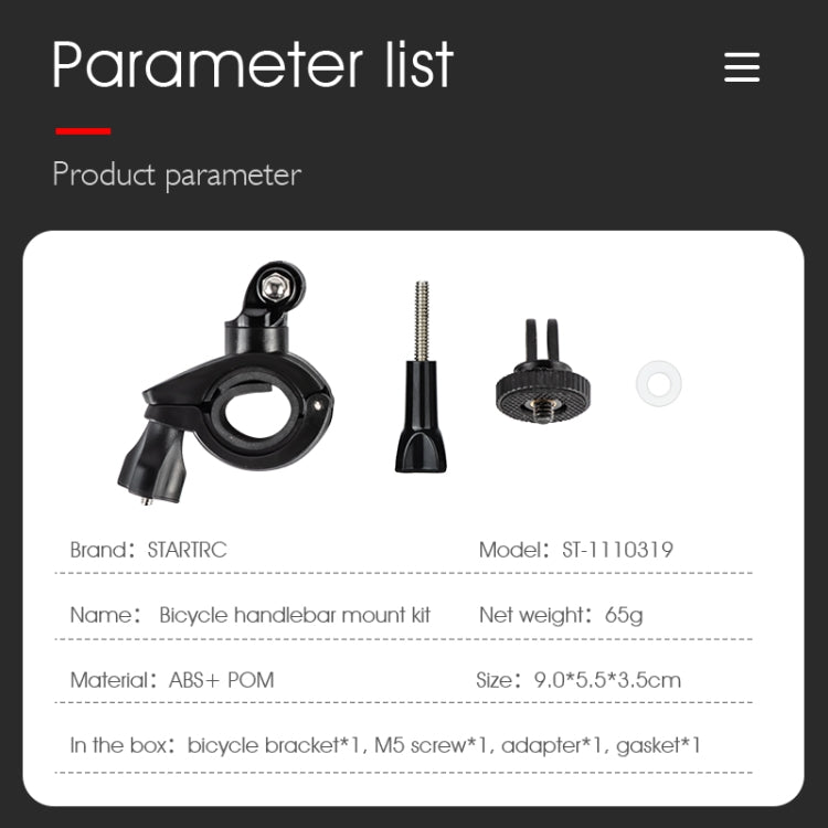 STARTRC Upgrade Bike Handlebar Fixed Mount Holder For DJI Action 3 / Action 2 / OSMO Action, Upgrade Bike Handlebar  Holder