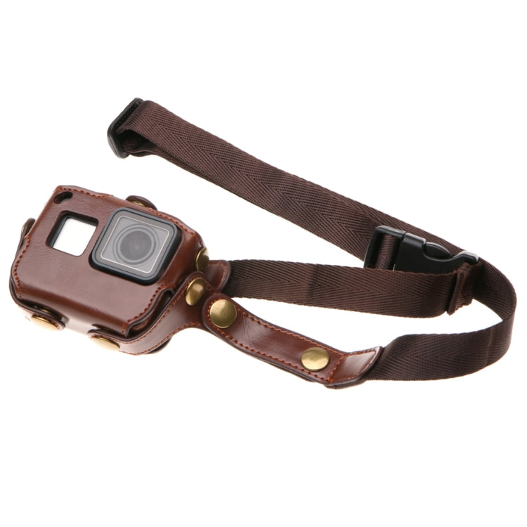 For GoPro HERO7 Black /6 /5  PU Leather Housing Case with Neck Strap & Buttons, PU Leather (Brown), PU Leather (Coffee), PU Leather (Black)