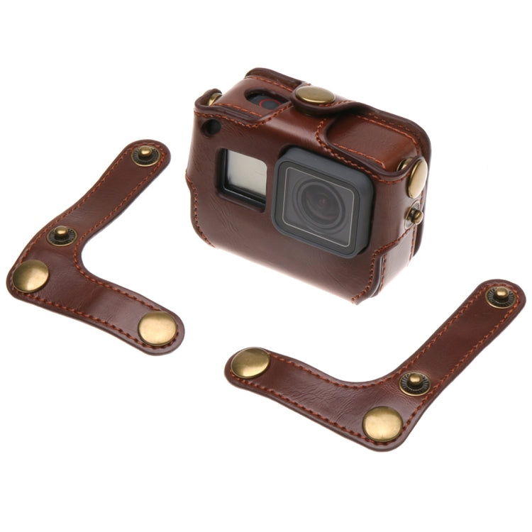 For GoPro HERO7 Black /6 /5  PU Leather Housing Case with Neck Strap & Buttons, PU Leather (Brown), PU Leather (Coffee), PU Leather (Black)