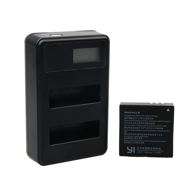 LCD Screen Dual Batteries Charger with USB Cable for Xiaoyi 4K Sport Camera, Displays Charging Capacity (XM47), LCD Screen Battery Charger