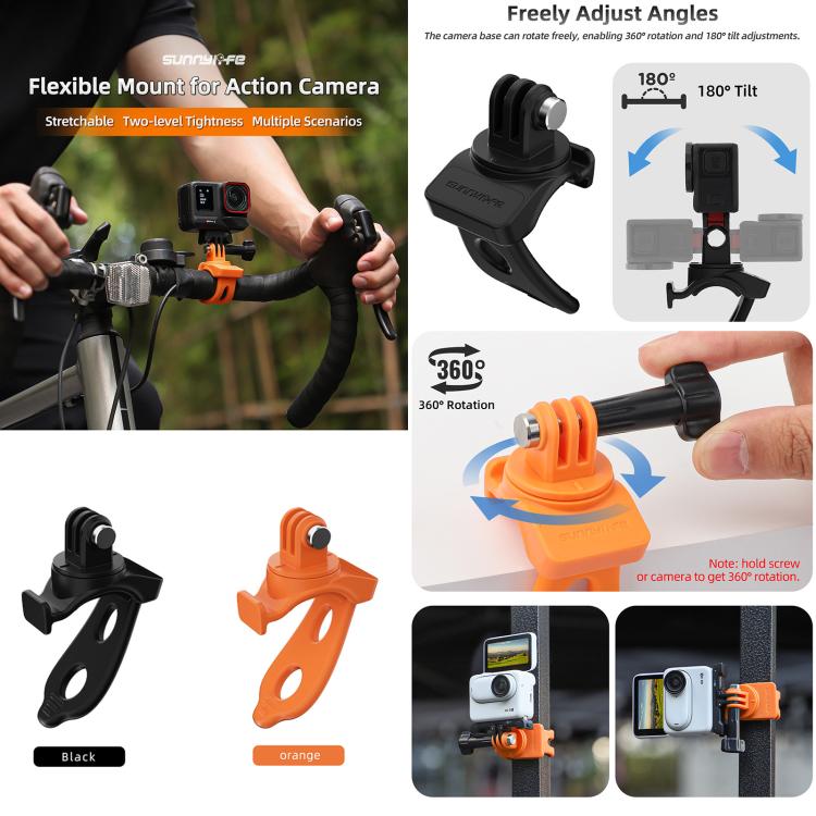 Sunnylife Action Camera Flexible Mount 360 Strap Wrap Band Mount Bike Tube Clip Holder