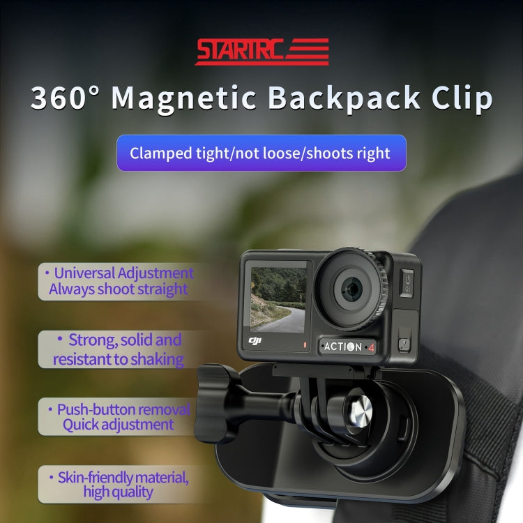 STARTRC 360 Degree Rotation Backpack Clip Magnetic Suction Mount, Backpack Clip