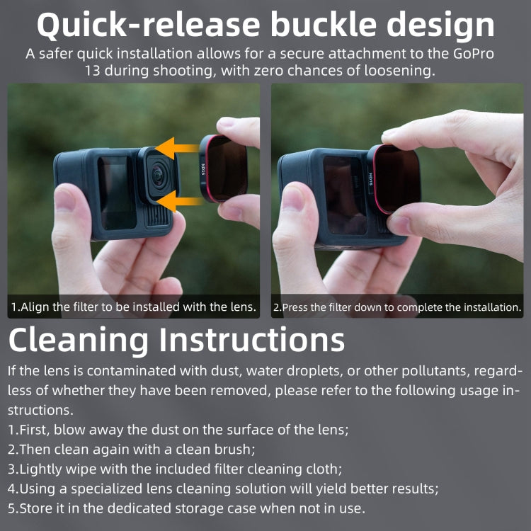 For GoPro HERO13 Black STARTRC Quick Release 4 in 1 ND8 ND16 ND32 CPL Lens Filter, For GoPro HERO13 Black