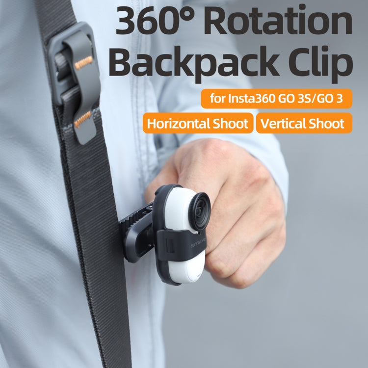 For Insta360 GO3 / GO 3S Sunnylife 360 Degree Rotation Backpack Clip Action Camera Clamp Mount, Rotation Backpack Clip