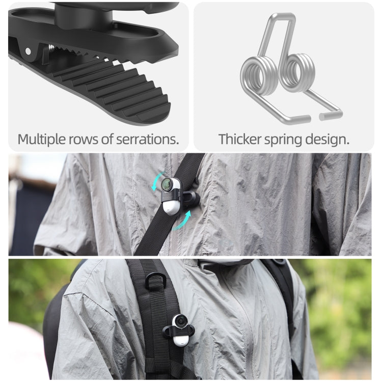 For Insta360 GO3 / GO 3S Sunnylife 360 Degree Rotation Backpack Clip Action Camera Clamp Mount, Rotation Backpack Clip