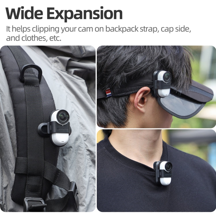 For Insta360 GO3 / GO 3S Sunnylife 360 Degree Rotation Backpack Clip Action Camera Clamp Mount, Rotation Backpack Clip