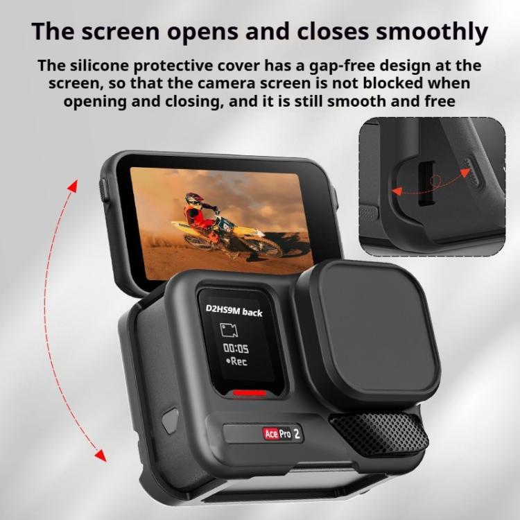 For Insta360 Ace Pro 2 Silicone Protective Case with Wrist Strap & Lens Cover, For Insta360 Ace Pro 2