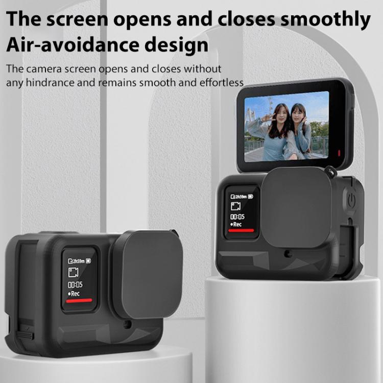 For Insta360 Ace Pro Silicone Protective Case with Wrist Strap & Lens Cover, For Insta360 Ace Pro