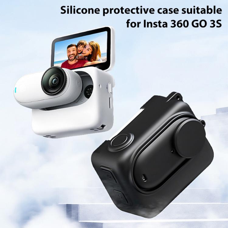 For Insta360 GO 3S Camera Charging Case Silicone Case with Lens Cap & Strap, For Insta360 GO 3S