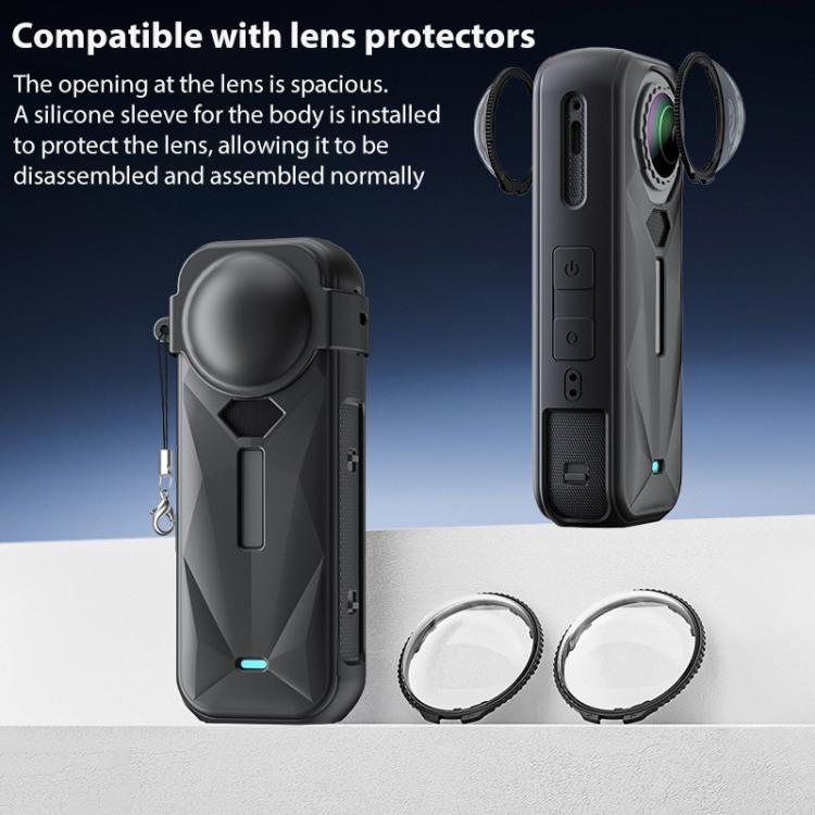 For Insta360 X5 Camera Body Cover Silicone Case with Lens Cover, Silicone Case with Lens Cover