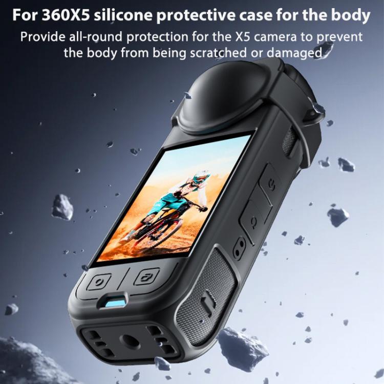 For Insta360 X5 Camera Body Cover Silicone Case with Lens Cover, Silicone Case with Lens Cover