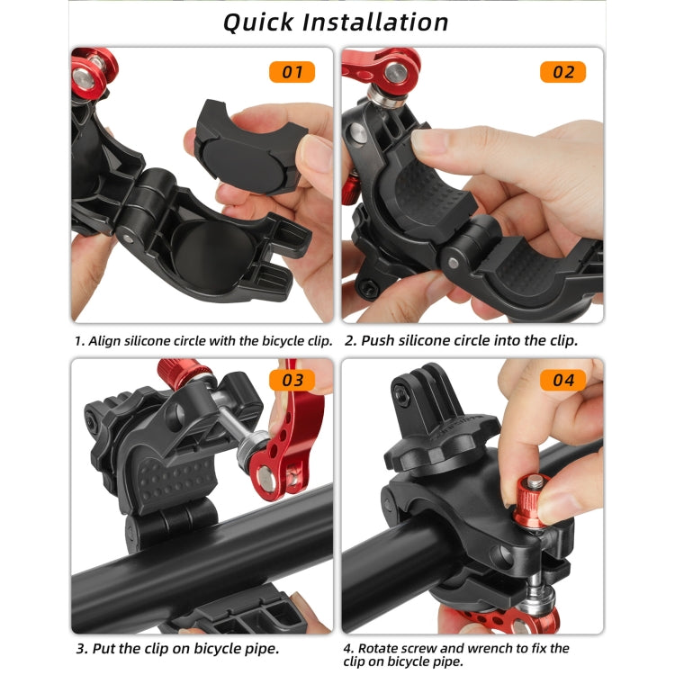 Sunnylife Sports Camera Universal Bicycle Clamp 360 Rotation 19-35mm Clip for DJI Action / Insta360 / GoPro, For DJI Action / Insta360 / GoPro