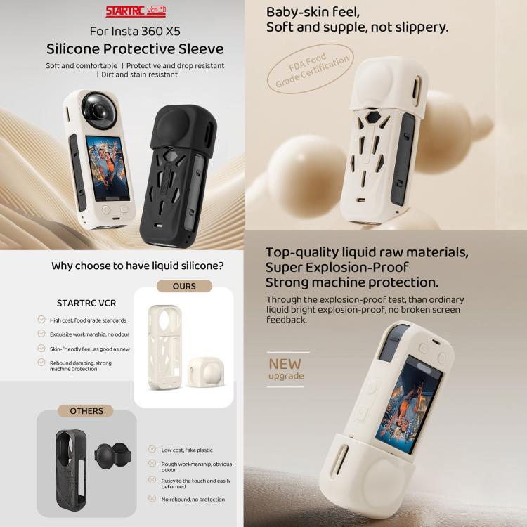 For Insta360 X5 STARTRC Silicone Protective Cover with Lens Cover